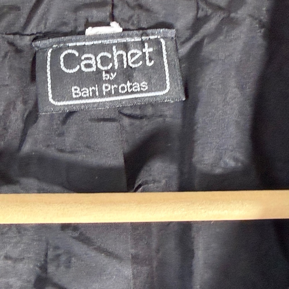 Vintage Cachet Bari Protas Black Velvet Bead Puff Sleeve Bolero Jacket 80s Sz S - Picture 4 of 6